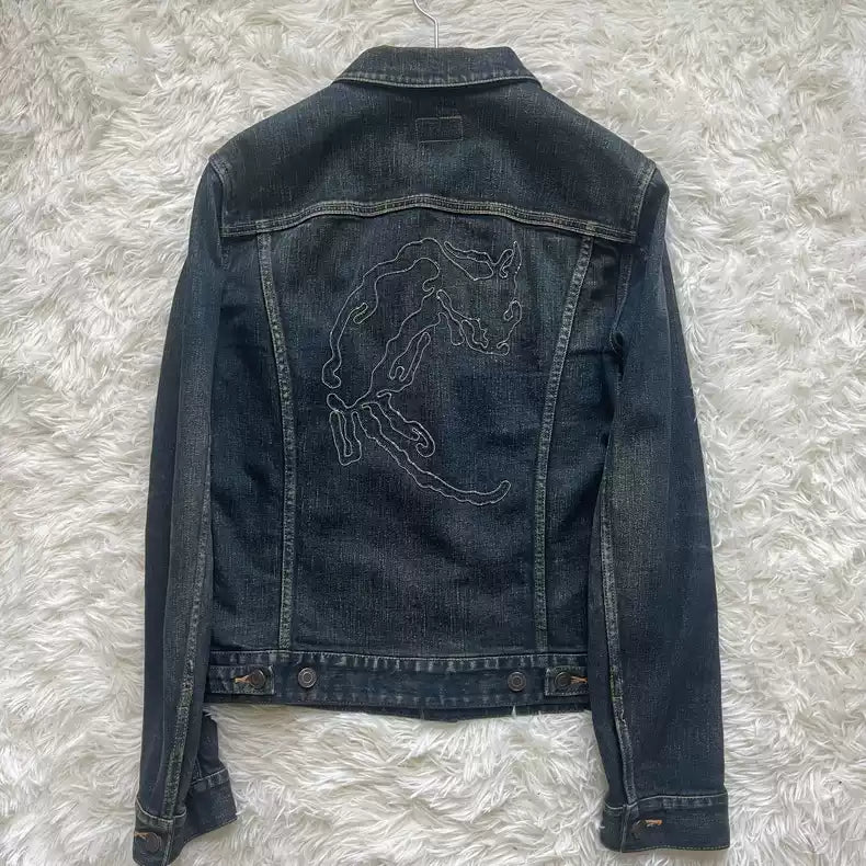 Saint Laurent Paris 13th year rhinestone denim jacket