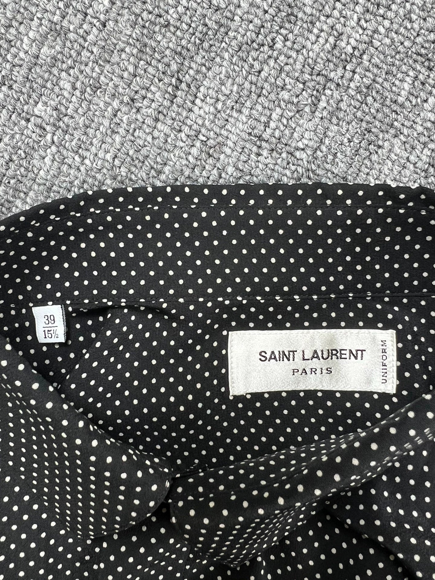 Saint Laurent Paris 21fw mulberry silk polka dot shirt