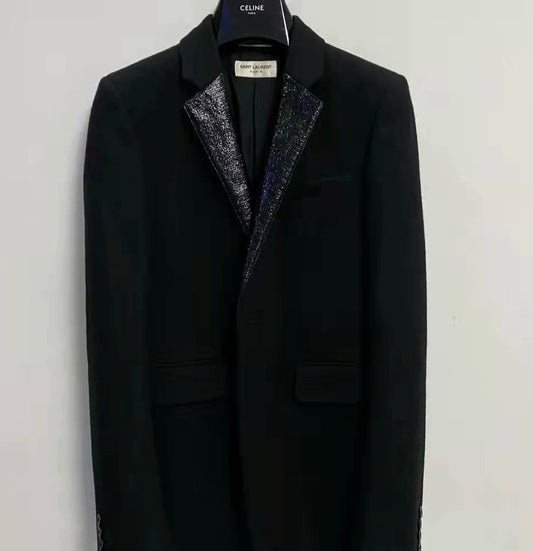 Saint Laurent Paris Lacquer leather suit jacket