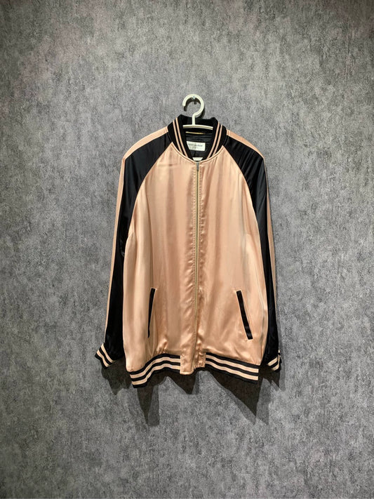 Saint Laurent Paris Pink silk baseball jacket