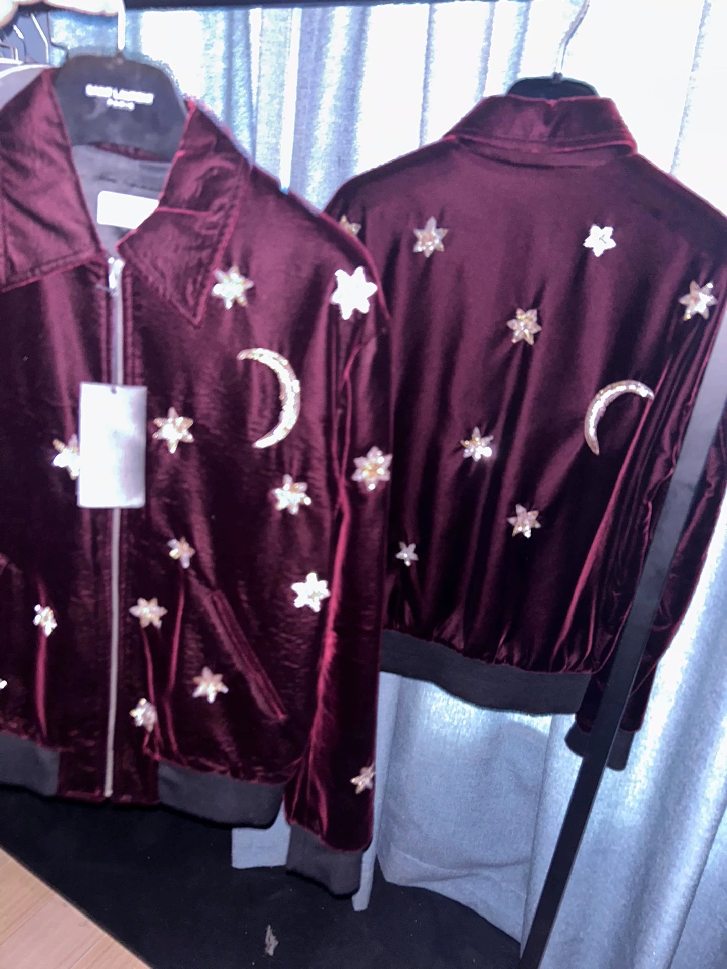 Saint Laurent Paris 16fw Red Velvet Star Moon Jacket