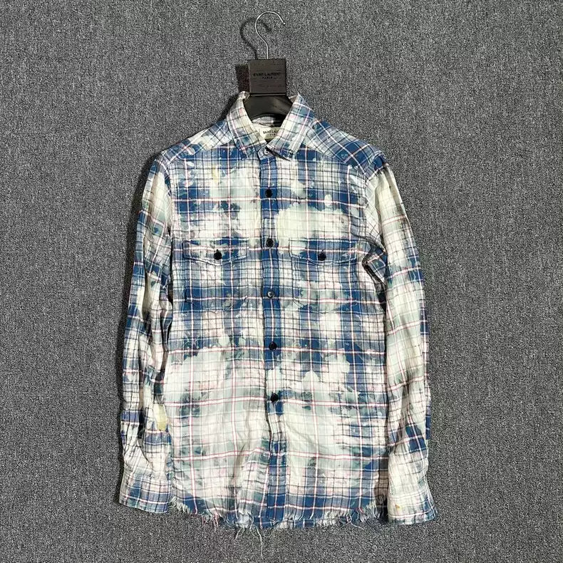 Saint Laurent Paris Blue plaid rendered shirt