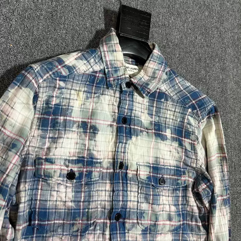 Saint Laurent Paris Blue plaid rendered shirt