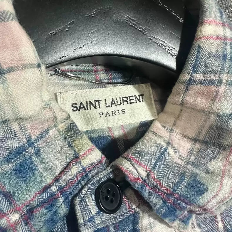 Saint Laurent Paris Blue plaid rendered shirt