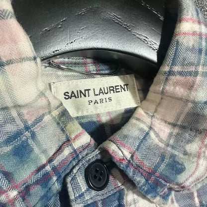 Saint Laurent Paris Blue plaid rendered shirt