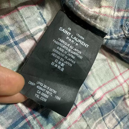 Saint Laurent Paris Blue plaid rendered shirt