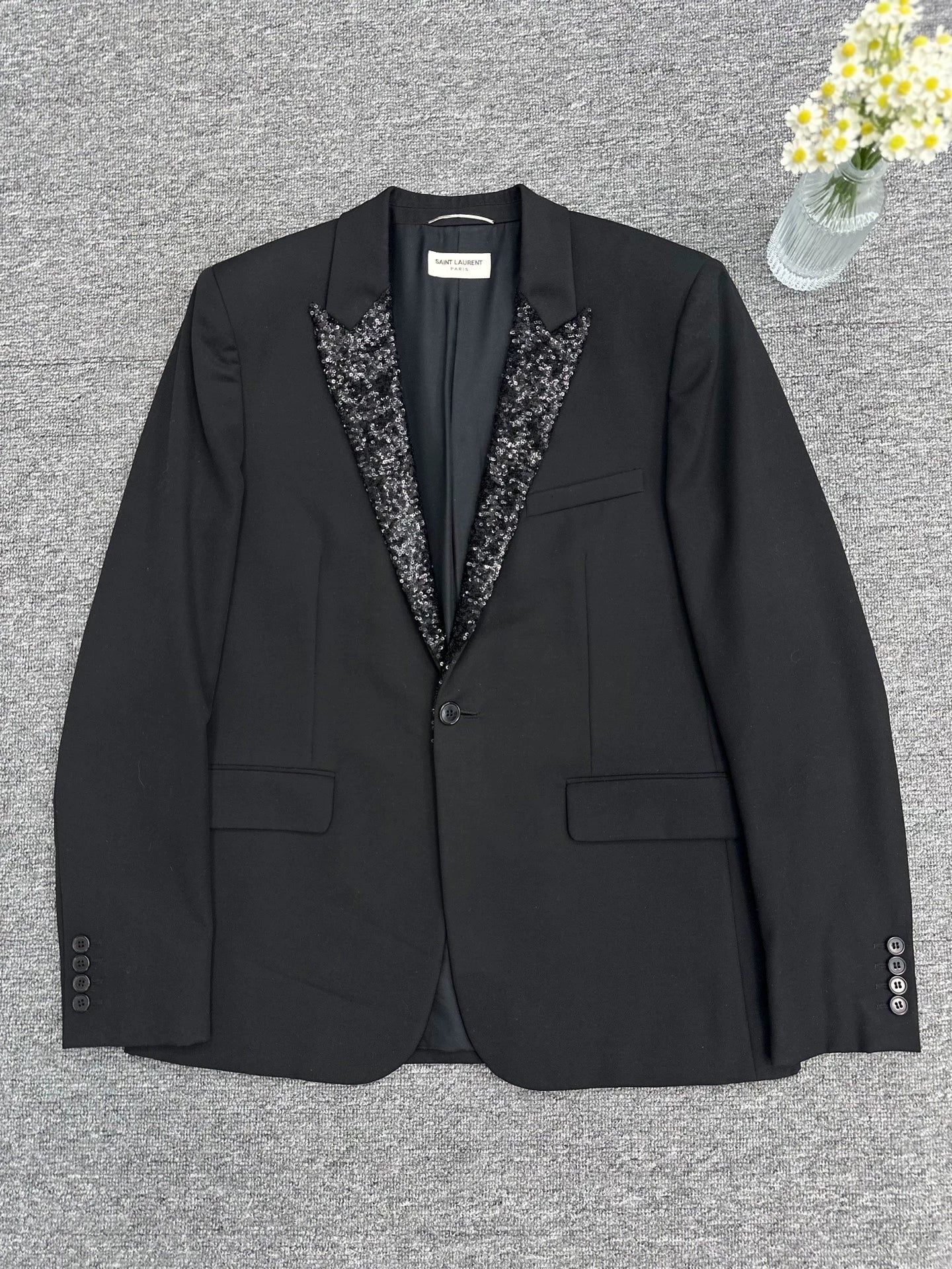 Saint Laurent ParisBlack scale sword collar suit jacket