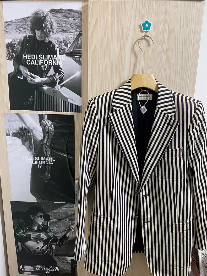 Saint Laurent Paris Black and white striped jacket