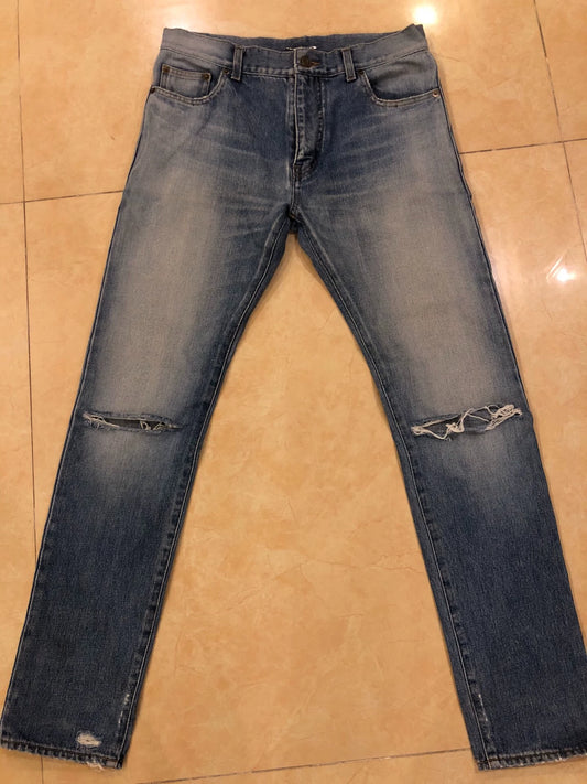 Saint Laurent Paris D01 Knee Knife Cutting Jeans