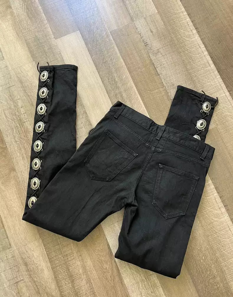 Saint Laurent Paris D02 vintage western element silver buckle jeans from the first year