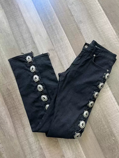 Saint Laurent Paris D02 vintage western element silver buckle jeans from the first year