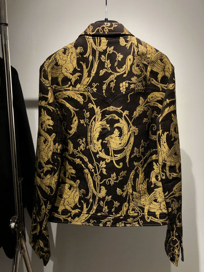 Saint Laurent Paris Black Dragon Totem Embroidered Short Jacket