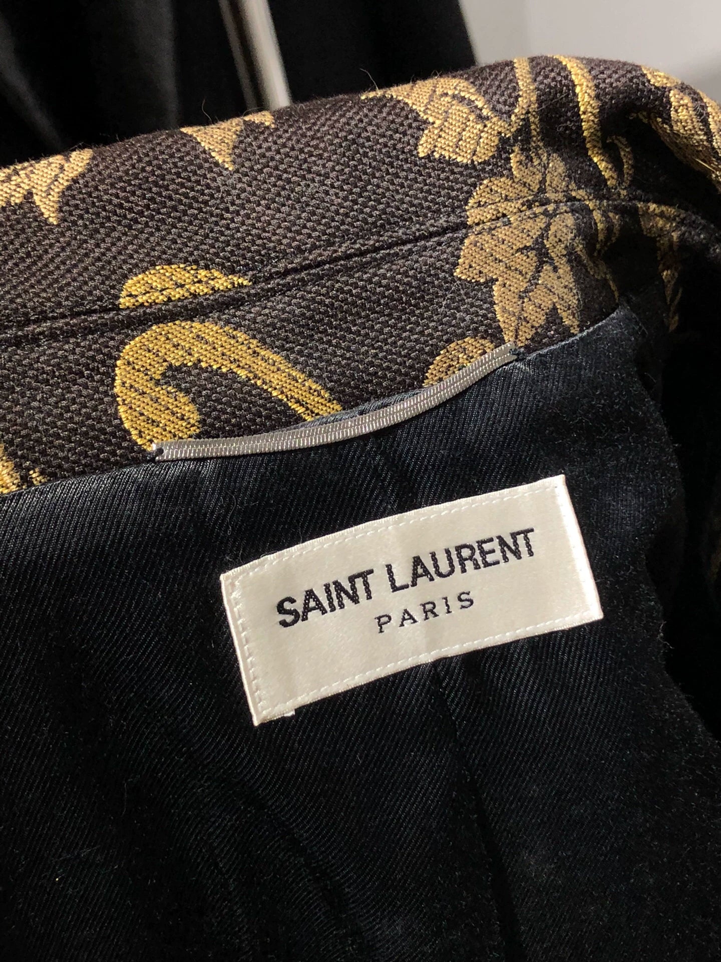 Saint Laurent Paris Black Dragon Totem Embroidered Short Jacket