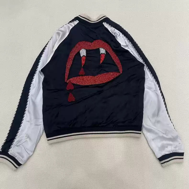 Saint Laurent Paris Blood Teeth Silk Jacket