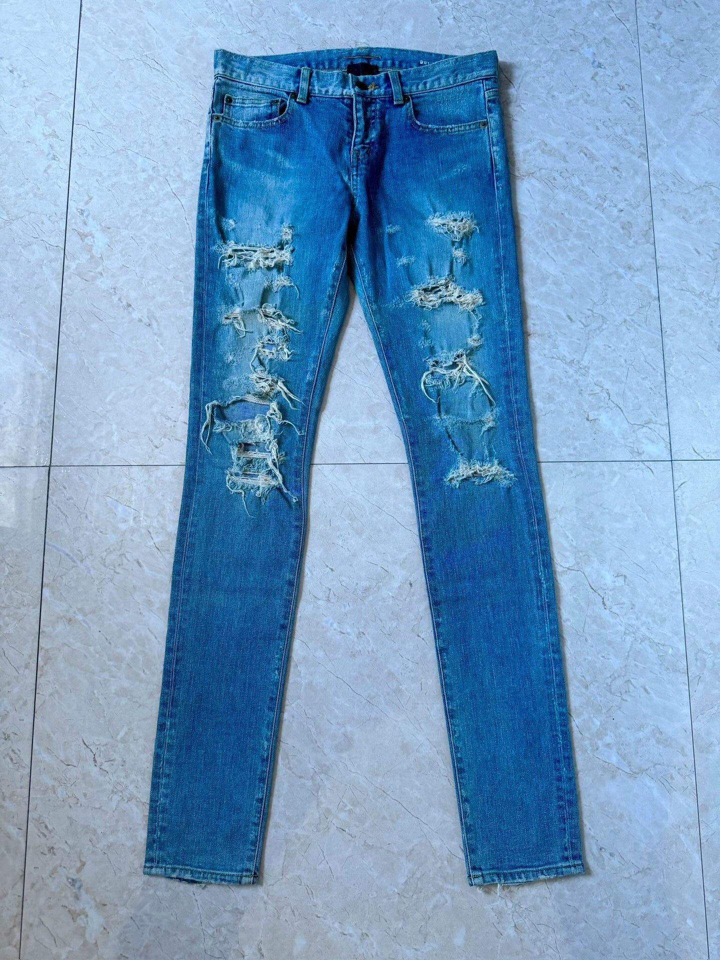 Saint Laurent Paris 14SS Cat Claw Destruction Blue Jeans