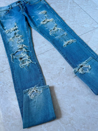 Saint Laurent Paris 14SS Cat Claw Destruction Blue Jeans