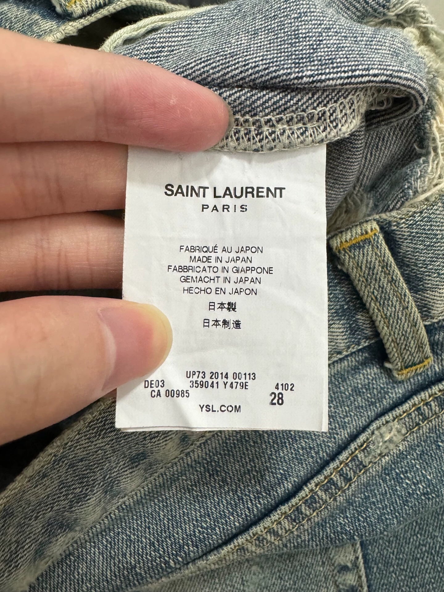 Saint Laurent Paris 14SS Cat Claw Destruction Blue Jeans