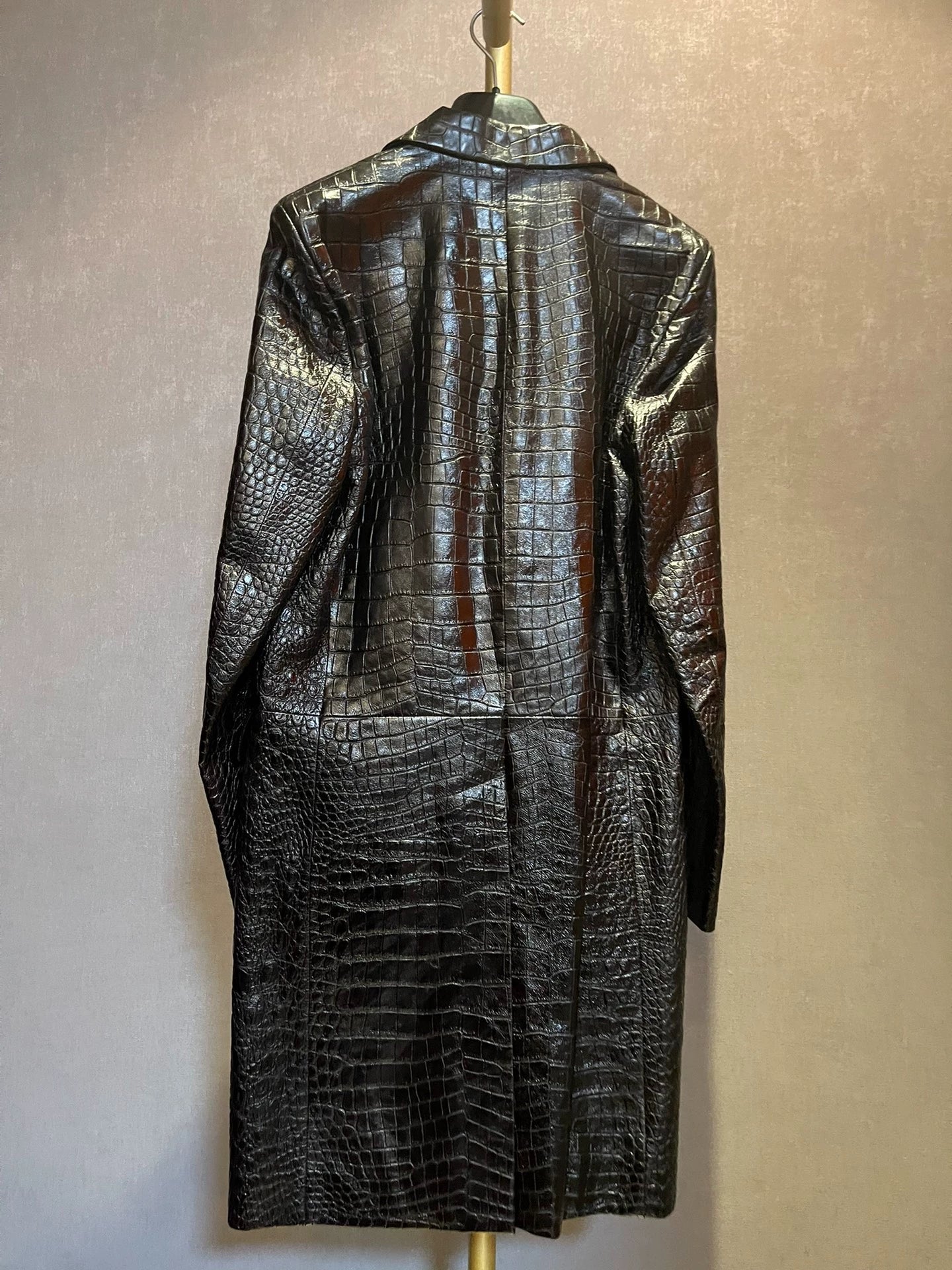 Saint Laurent Paris Crocodile embossed leather coat