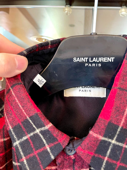 Saint Laurent Paris 13FW Year Black and Red Wool Checkered Shirt