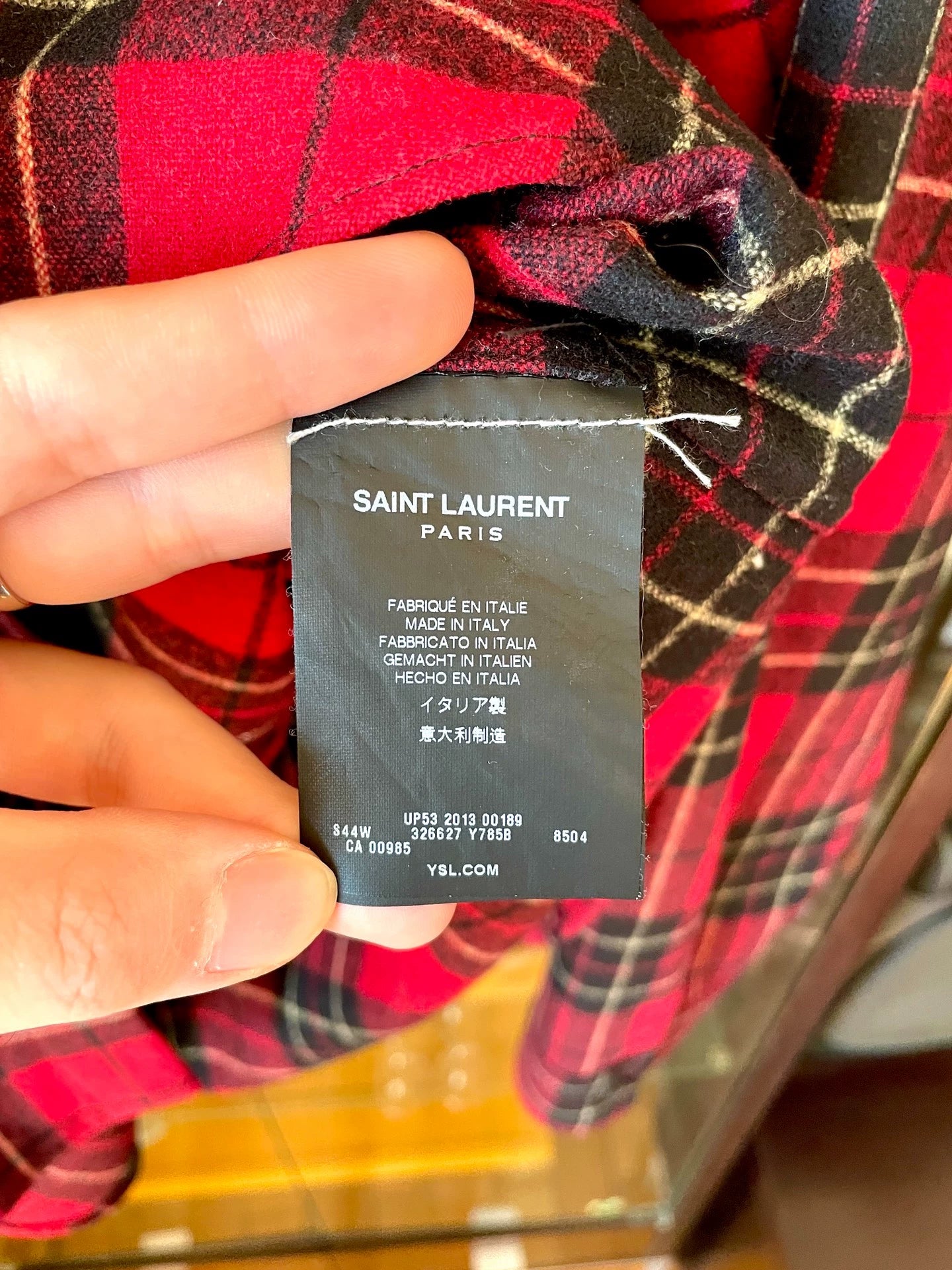 Saint Laurent Paris 13FW Year Black and Red Wool Checkered Shirt