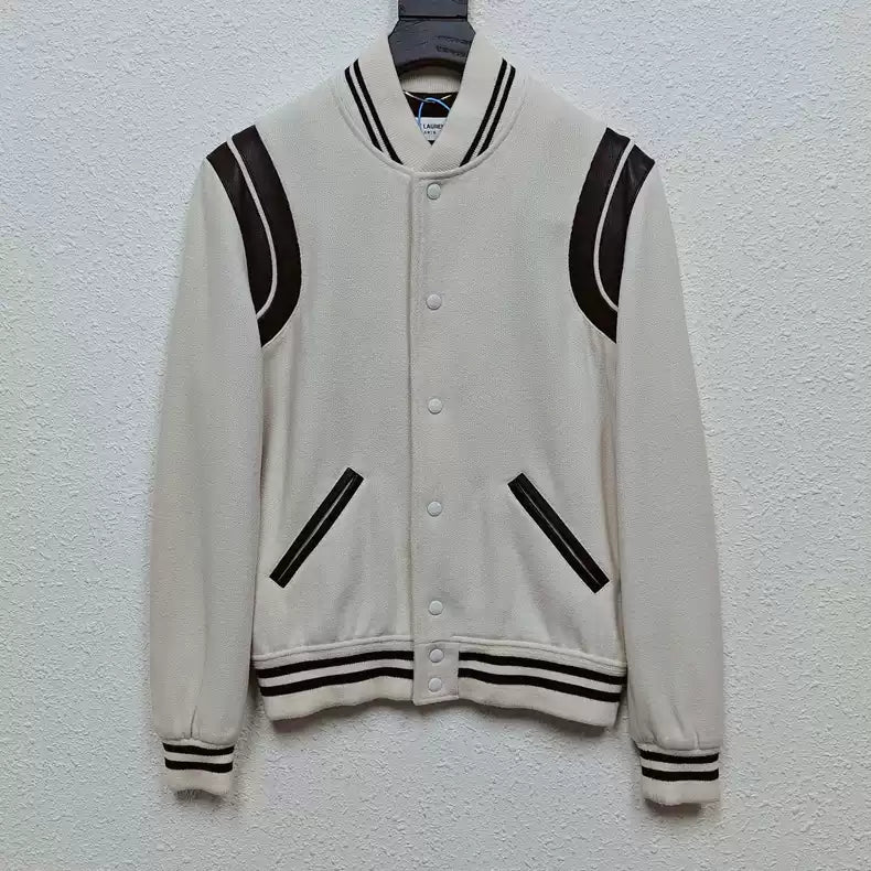 Saint Laurent Paris Black striped white baseball jacket