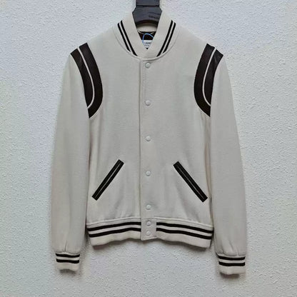 Saint Laurent Paris Black striped white baseball jacket