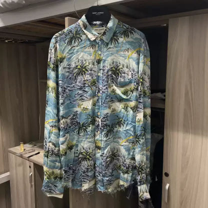 Saint Laurent Paris 16ss genuine show off palm tree wave shirt