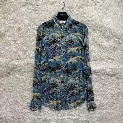 Saint Laurent Paris 16ss genuine show off palm tree wave shirt