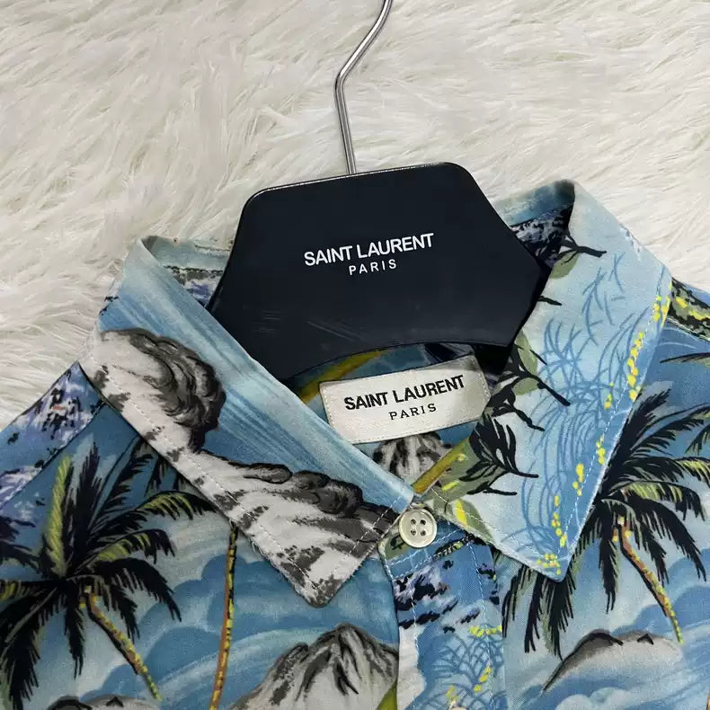 Saint Laurent Paris 16ss genuine show off palm tree wave shirt