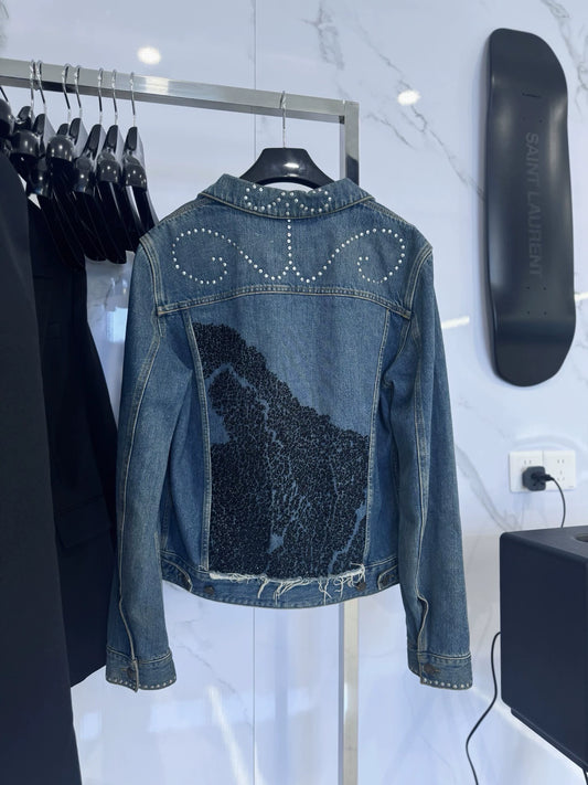 Saint Laurent Paris 15ss rhinestone denim jacket