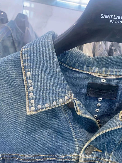 Saint Laurent Paris 15ss rhinestone denim jacket