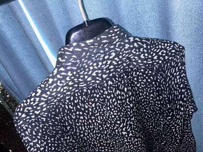 Saint Laurent Paris14ss black and white snowflake leopard print shirt