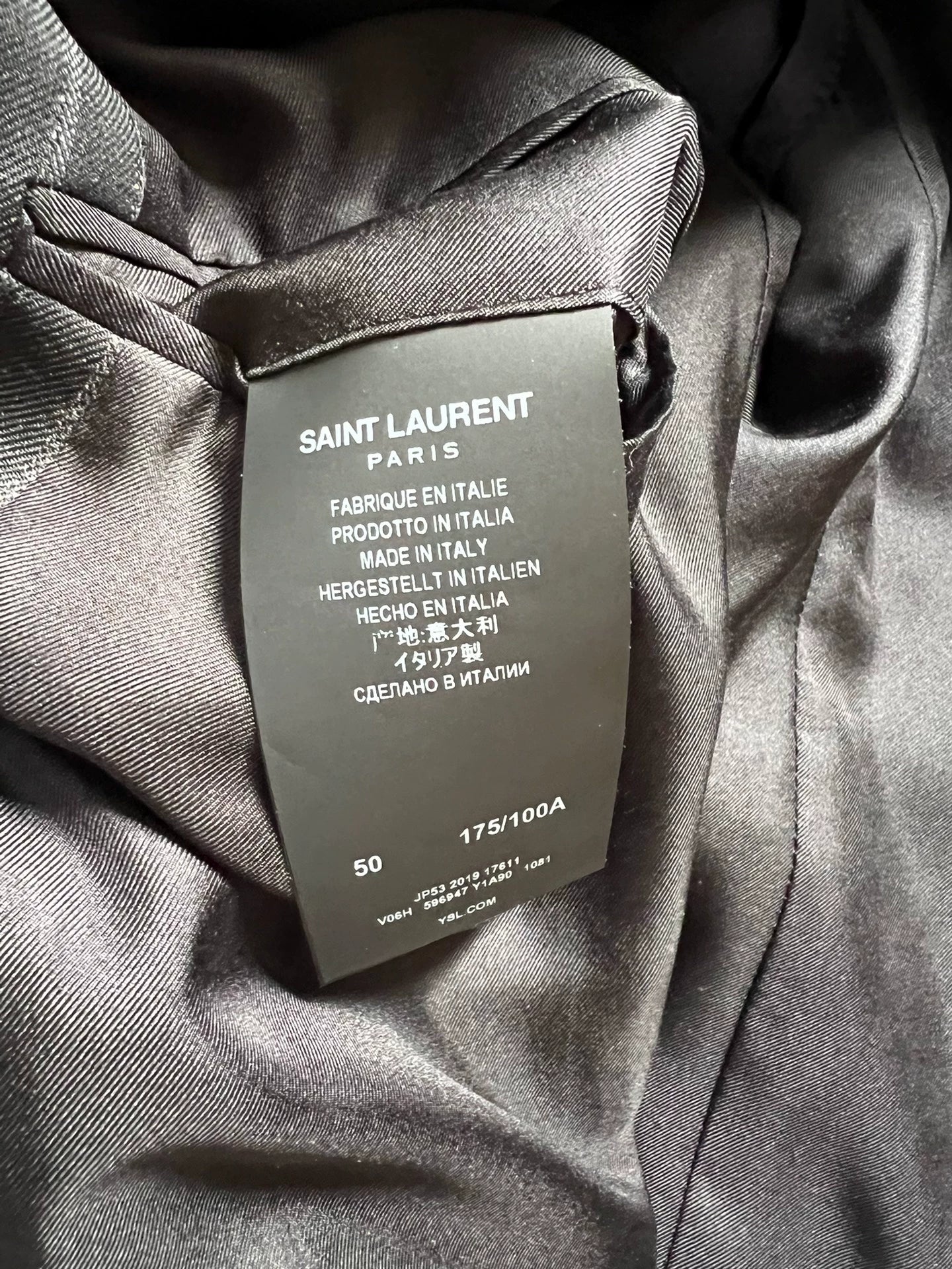 Saint Laurent Paris 19 runway silver double breasted suit jacket