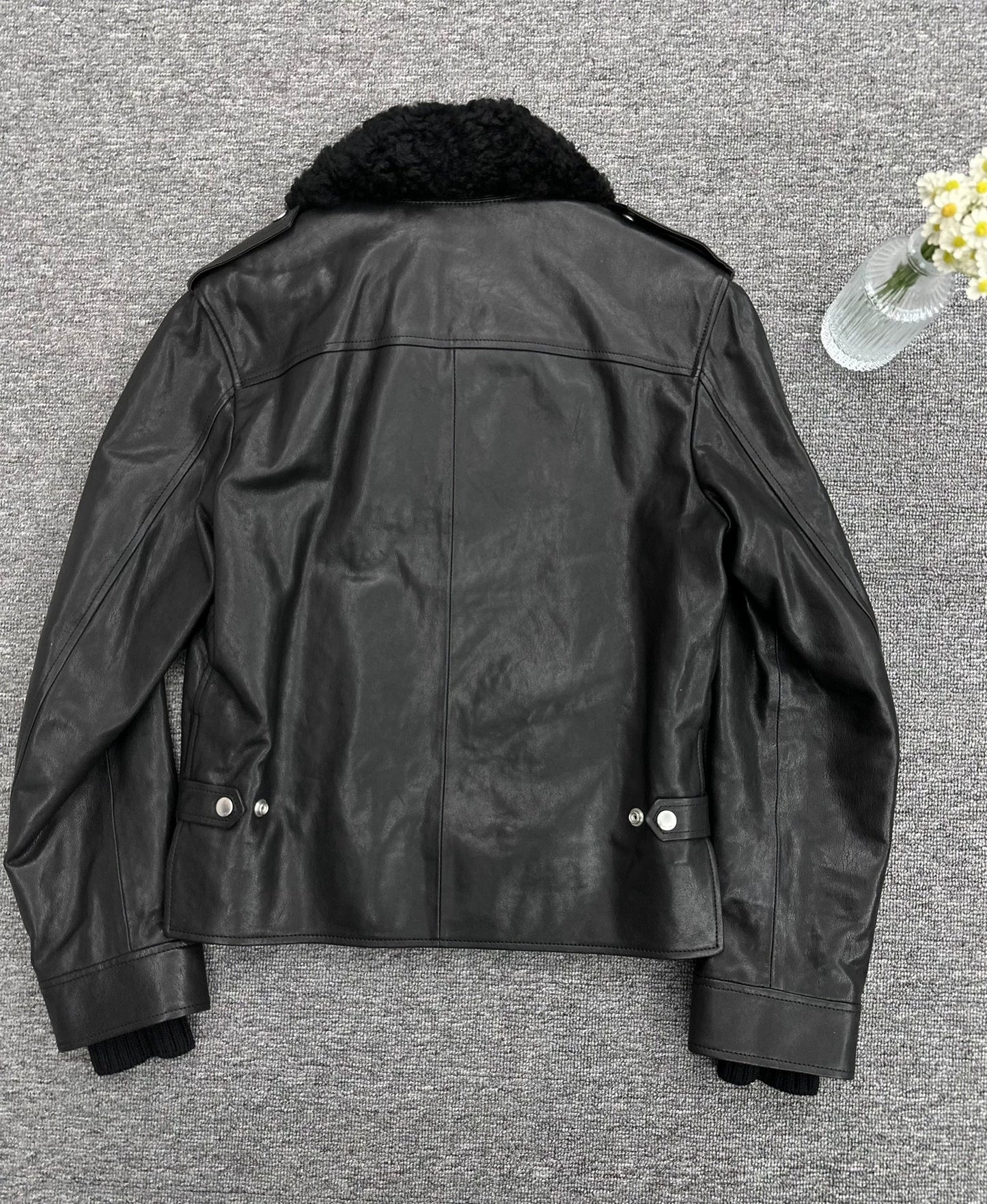 Saint Laurent ParisFur integrated pilot jacket