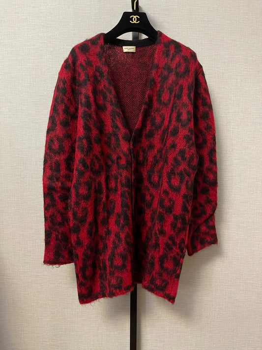 Saint Laurent Paris 13AW leopard print sweater cardigan