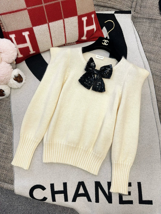 Saint Laurent Paris Bow knit sweater