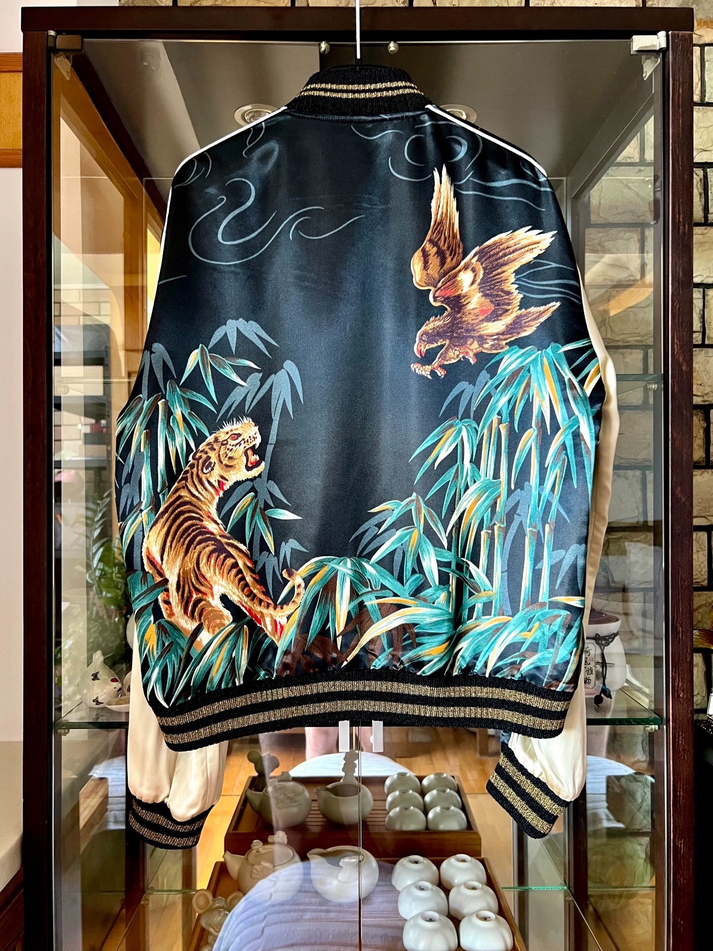 Saint Laurent Paris 16ss Tiger Eagle Silk Jacket