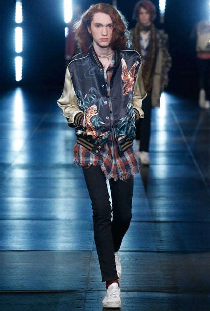 Saint Laurent Paris 16ss Tiger Eagle Silk Jacket