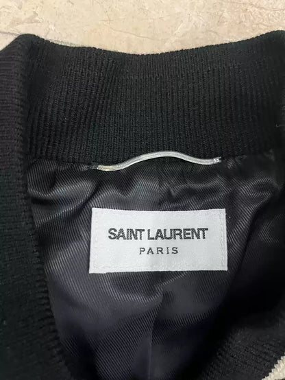 Saint Laurent Paris 20ss spliced black wool baseball jacket