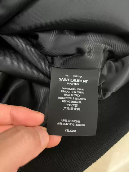 Saint Laurent Paris 20ss spliced black wool baseball jacket