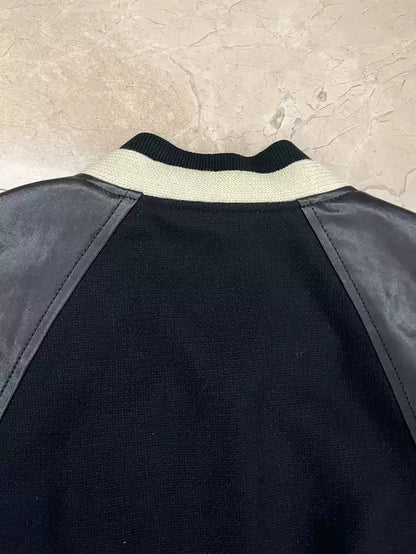 Saint Laurent Paris 20ss spliced black wool baseball jacket