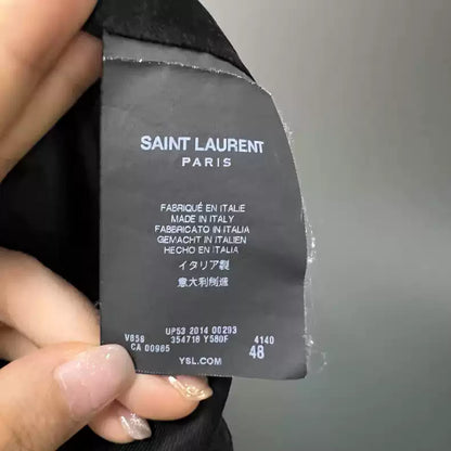 Saint Laurent Paris Black patchwork baseball jersey