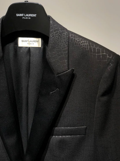 Saint Laurent Paris Black dark stripe smoking suit jacket