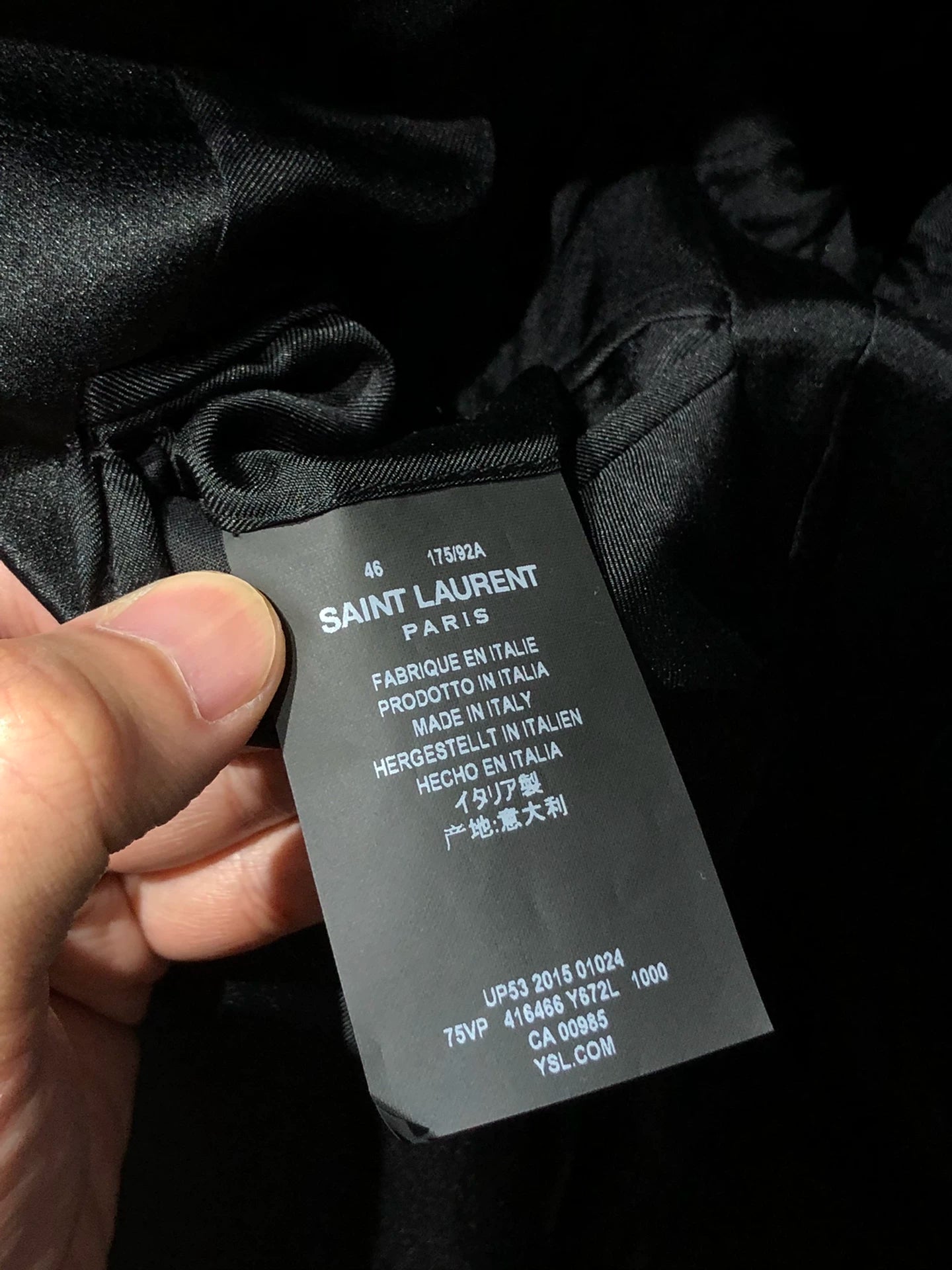 Saint Laurent Paris Black dark stripe smoking suit jacket