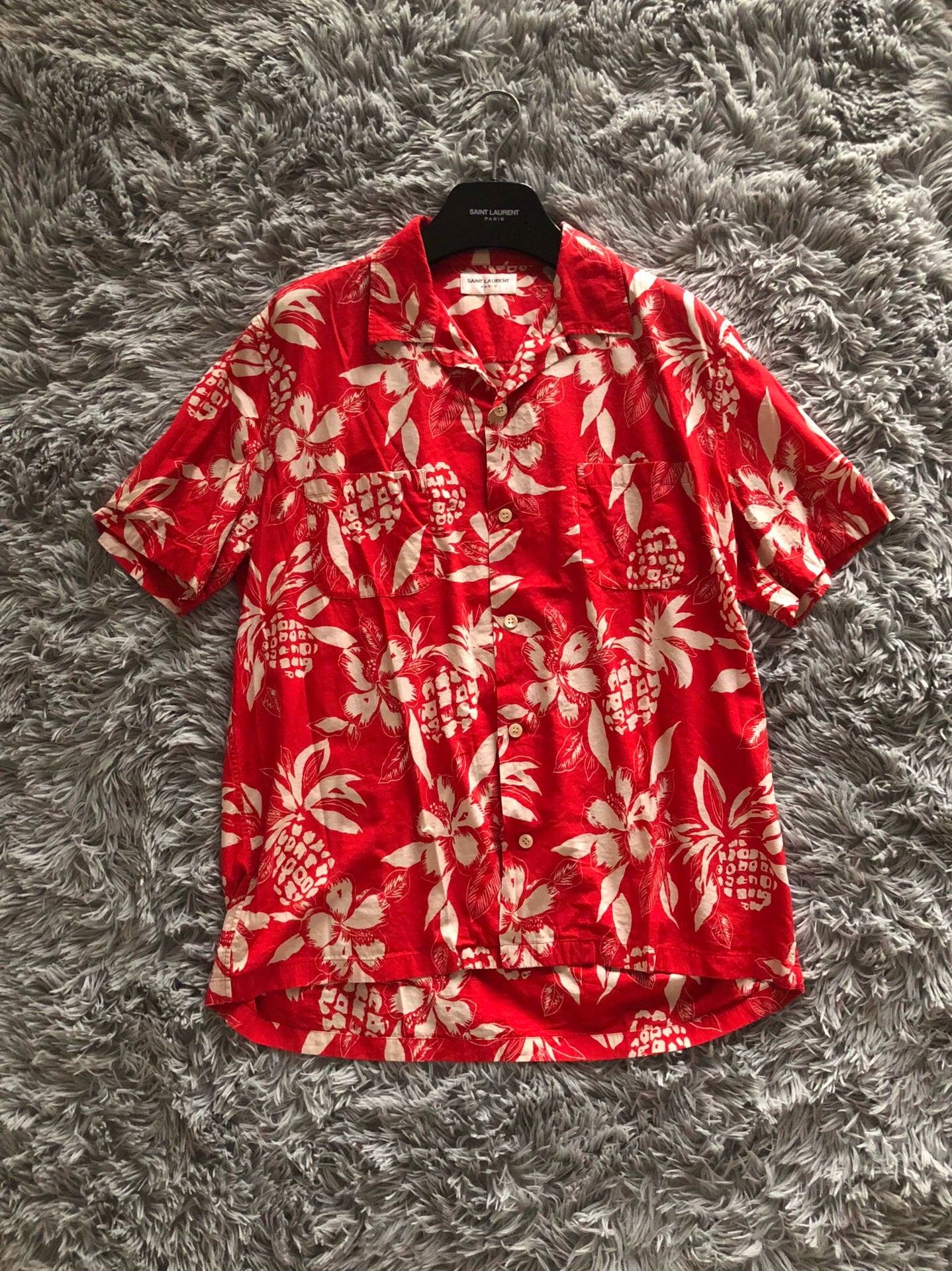 Saint Laurent Paris 16ss Red Pineapple Hawaiian Shirt