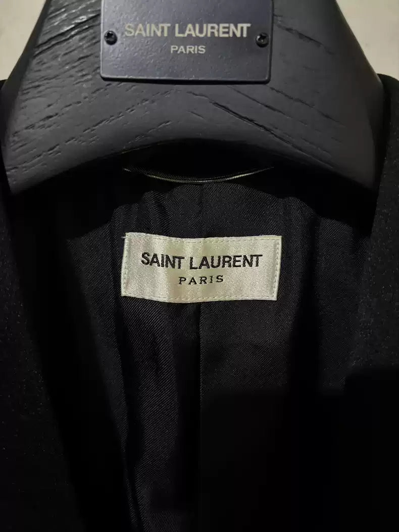 Saint Laurent Paris Green fruit collar smoking jacket