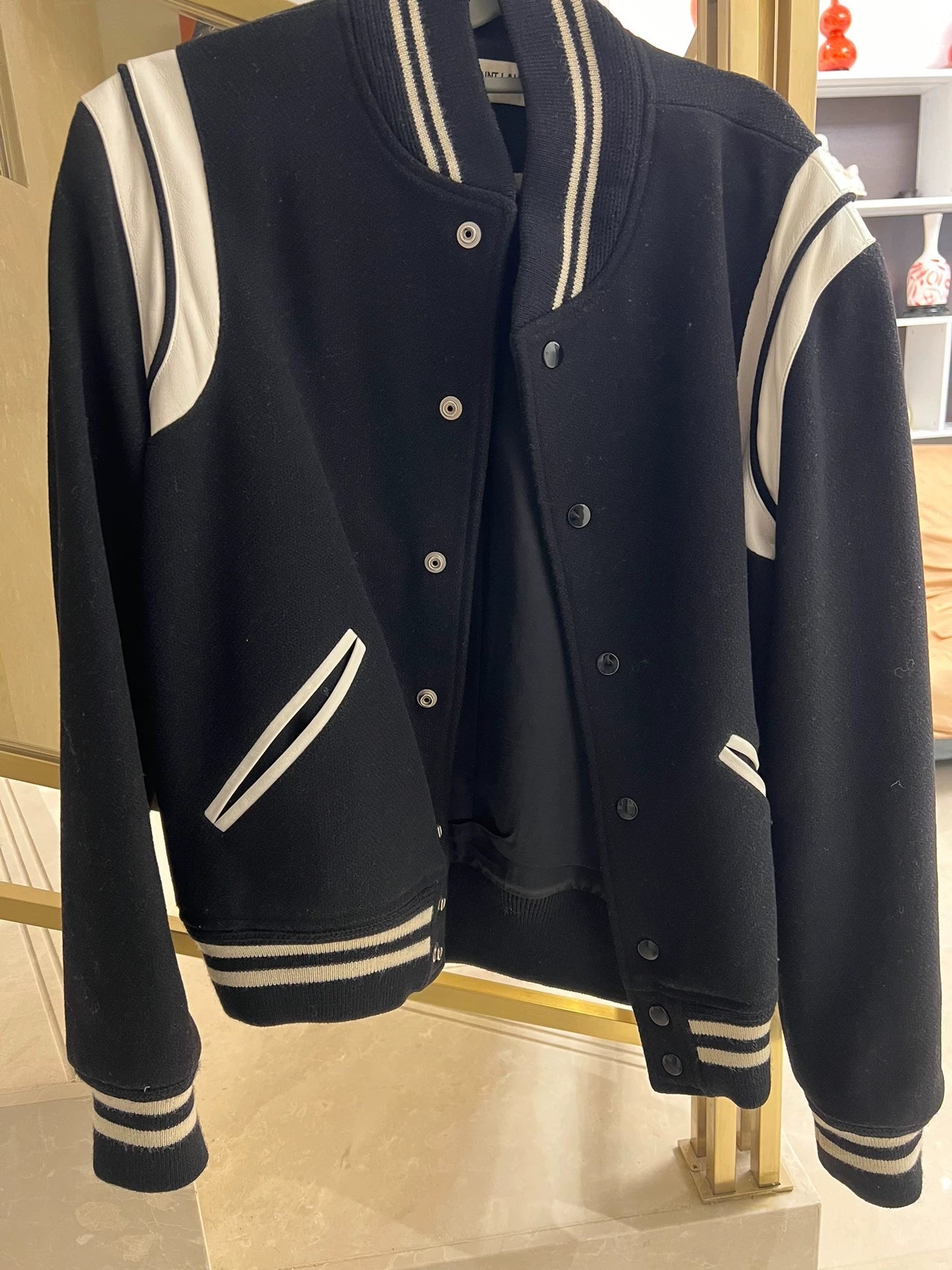 Saint Laurent Paris Blackbaseball jacket