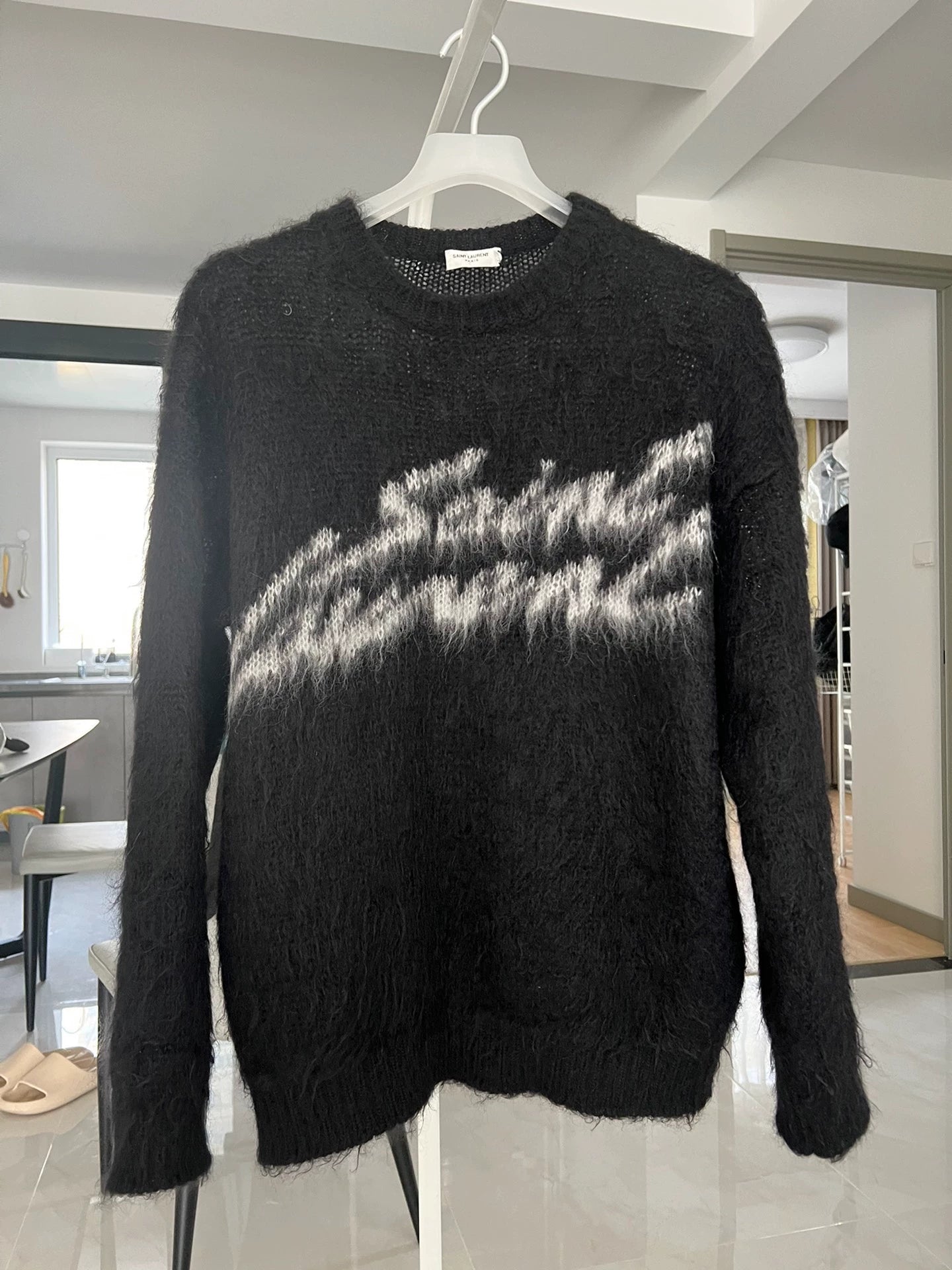 Saint Laurent Paris 22FW black and white logo sweater