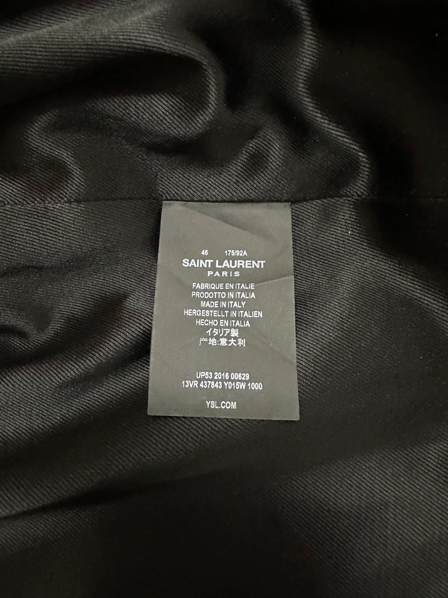 Saint Laurent Paris 16FW Palace Black Velvet Jacket