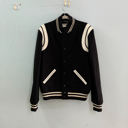 Saint Laurent Paris Black and white patchwork baseball jacket